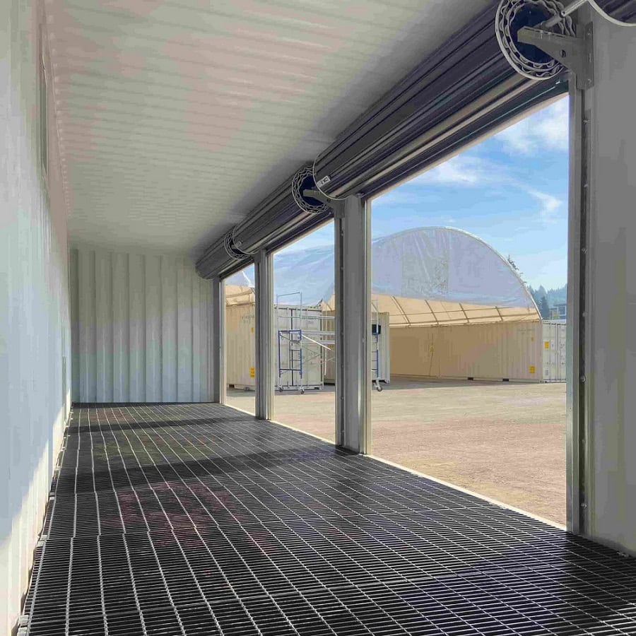 40’HC “CONTAINMENT CUBE” with 4 x Roll Up Doors - Allied Container Services PTY LTD